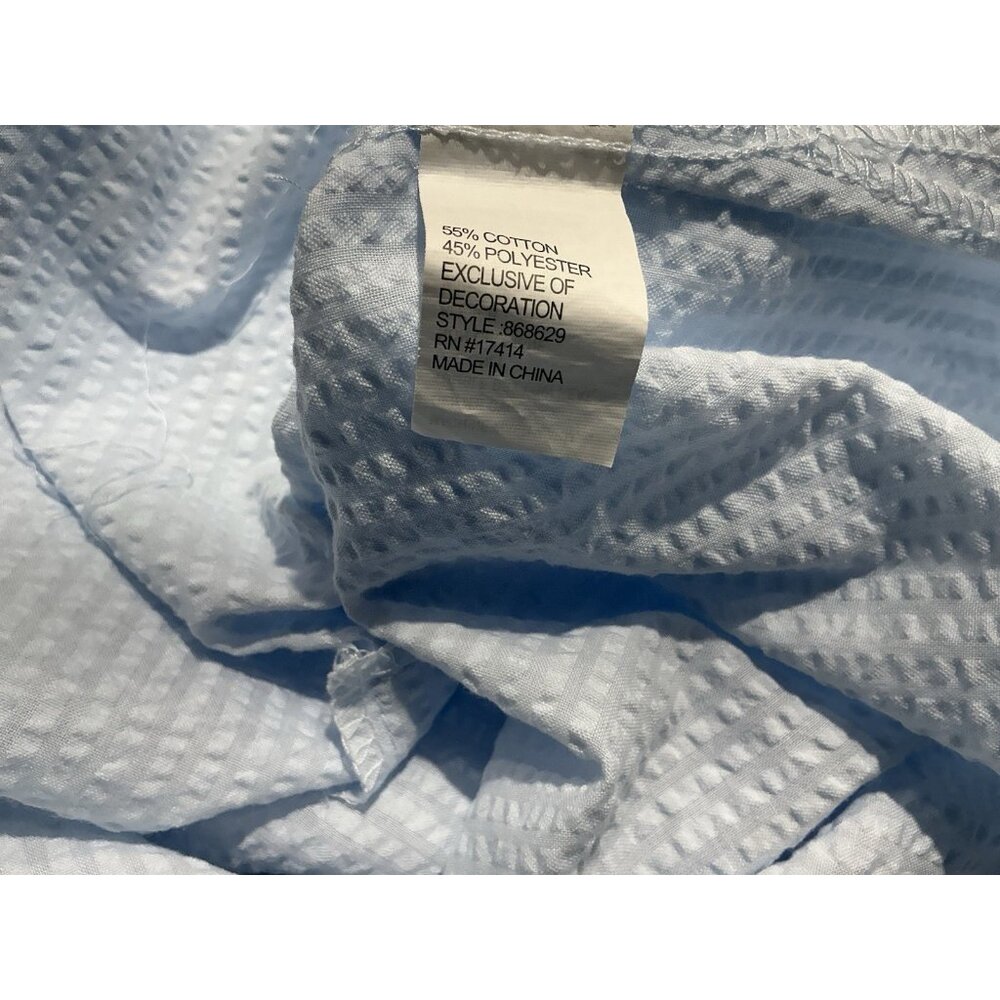 Miss Elaine Robe Large Seersucker Long Zip Up Pockets Light Blue - Picture 7 of 9